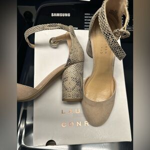LC Lauren Conrad Tan and Snake Print Heels